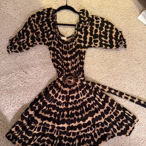 BEACHGOLD Black and Tan Mini Dress